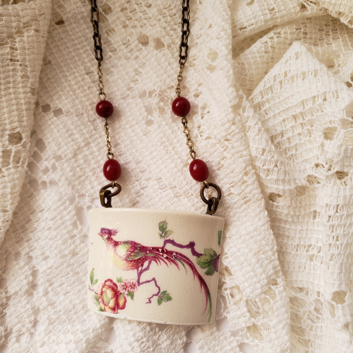 Purple Pheasant Bird China Necklace