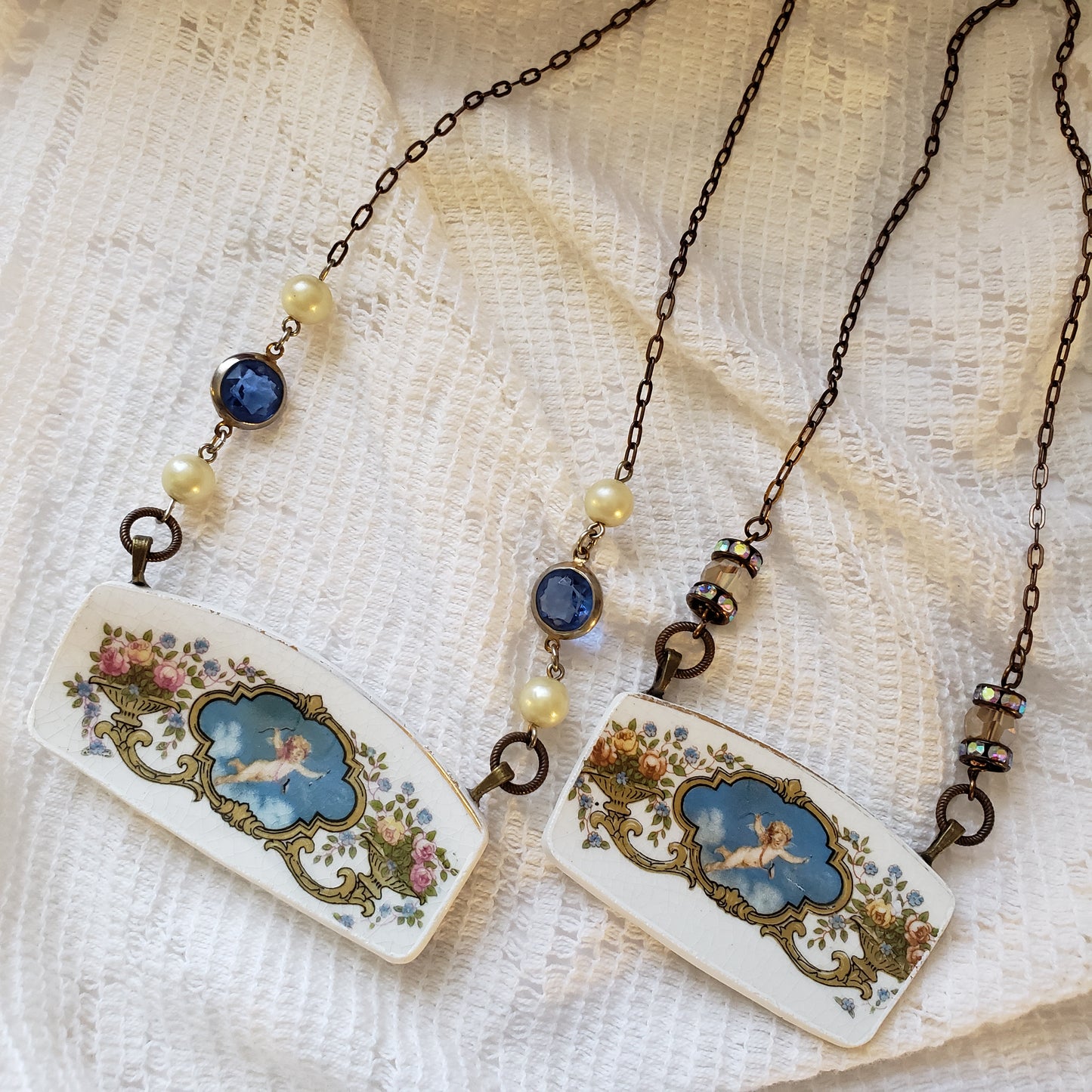 Cherub Broken China Necklaces